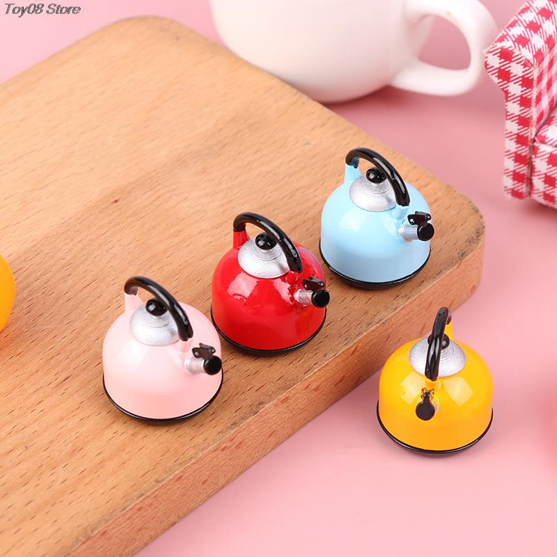 1/6 Dollhouse Miniature Cute Big Belly Kettle Simulation Furniture Tea Pot Kitchen Model Toy For Doll House Diy Life Scene Decor