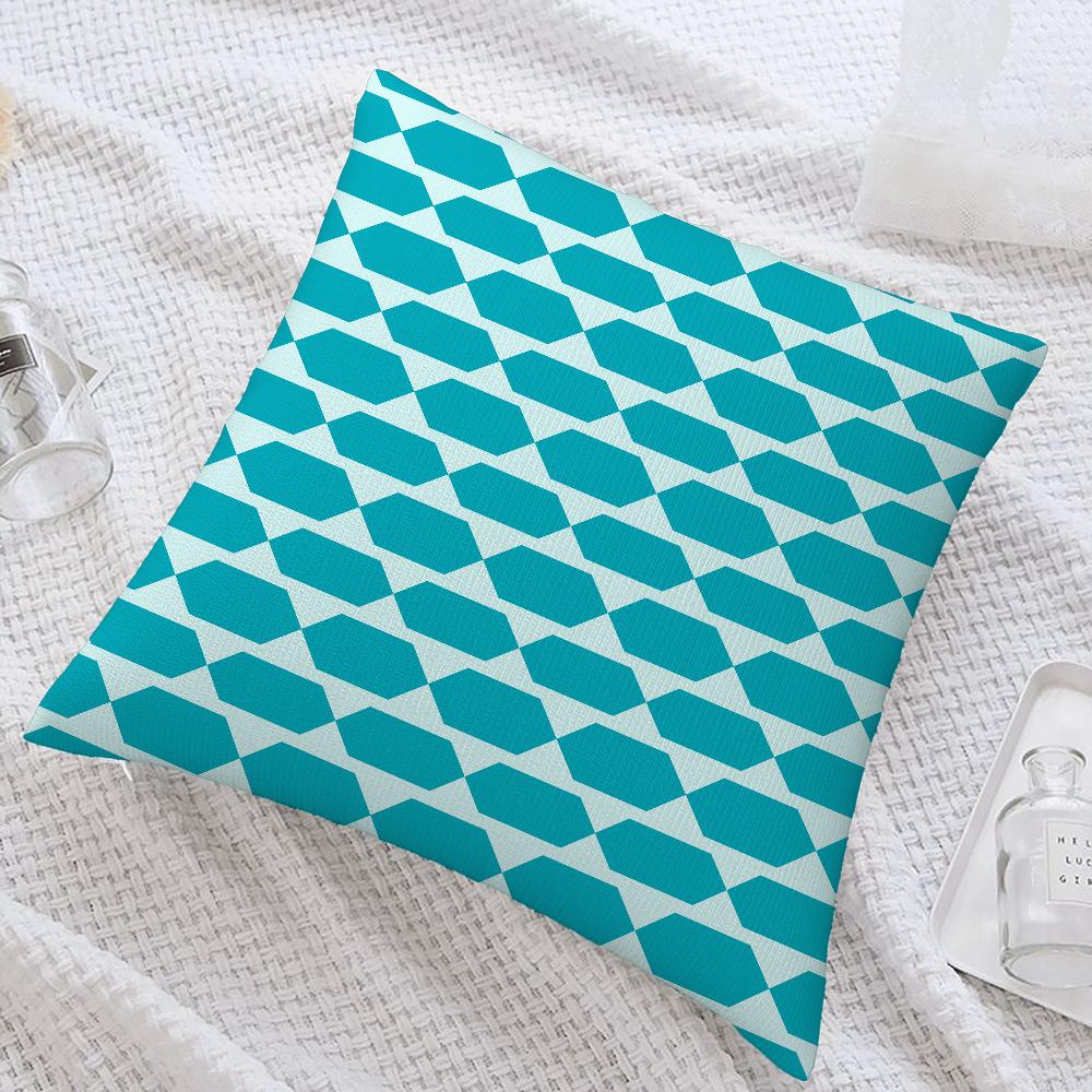 Teal Blue Flower Leaves Pattern Pillow Case Sofa Decor Home Double-sided Printing Short Plush Cushion Cover Throw Pillow Cover