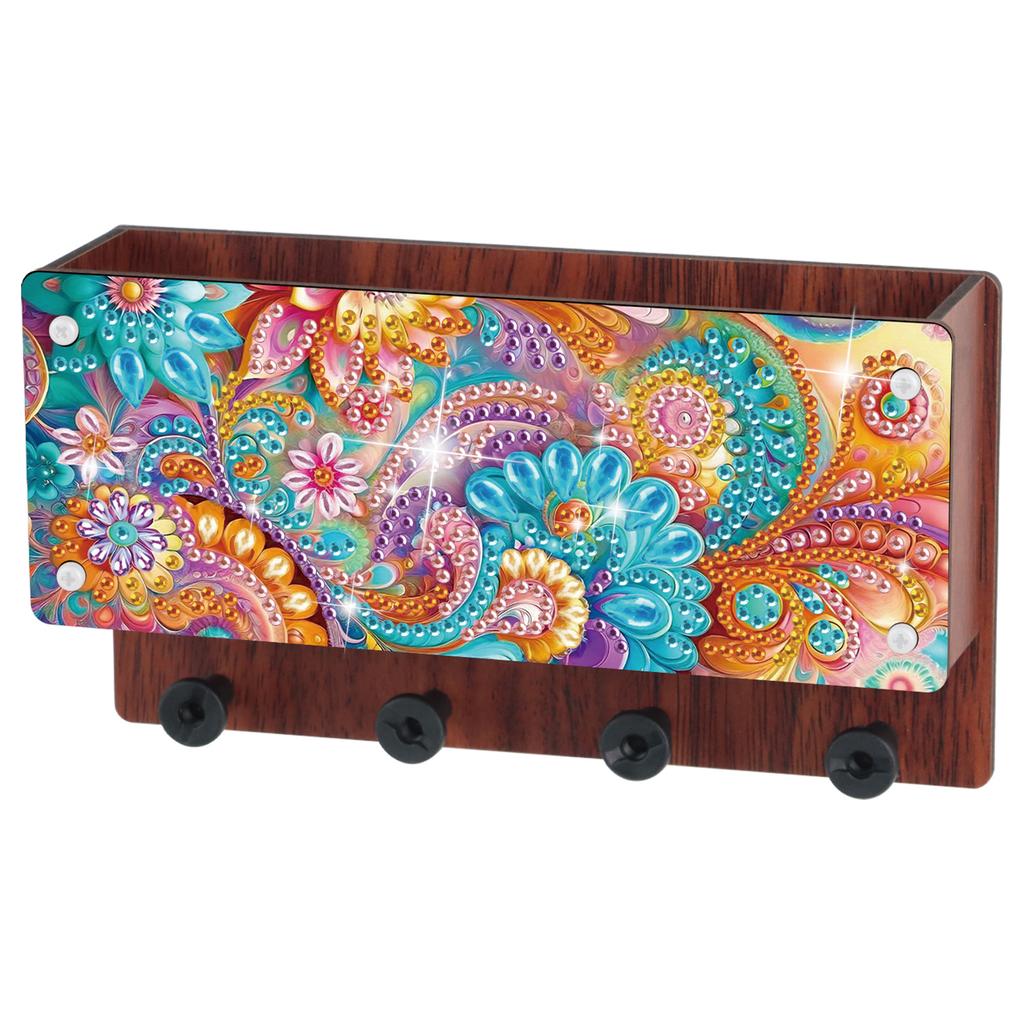 Wall Mounted DIY Diamond Art Handmade Wood Container Wooden Crystal Painting Storage Box for Living Room Home Office Decoration
