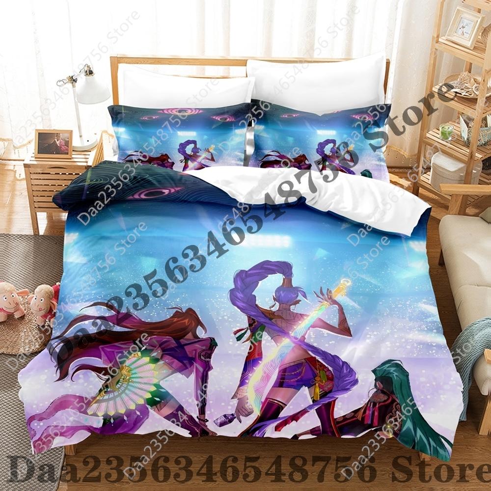 Set Biancheria da Letto Kpop Demon Hunters Singolo Gemello Matrimoniale Queen King Size Set Letto Saja Camere da Letto per Ragazzi Set Copripiumino Rumi Tuta Tre Pezzi