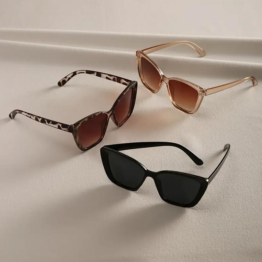 3PCS Vintage Square Fashion Women Sunglasses Classic Daily Holiday Beach Travel Decorative Glasses for Men