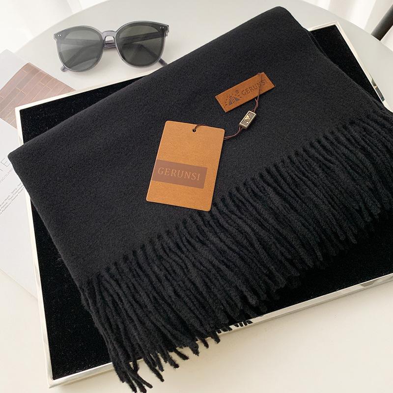 Scarf dual-purpose women's autumn and winter high-end imitation cashmere shawl with a classic solid color warm scarf