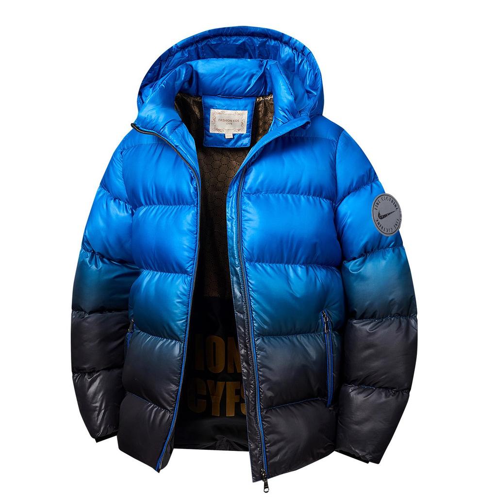 Zimní péřová bunda s kapucí pro chlapce s grafenovým ohřevem – Silný, teplý bavlněný kabát pro starší děti