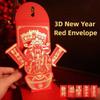 3D New Year Red Envelope Hongbao Best Wishes Money Packets Creative Tranditional Lucky Red Pocket Birthday Celebration