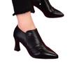 2025 Spring and Autumn New Thick Heel European and American Foreign Trade Pointed Small Leather Shoes Comfortable Single Shoes Foreign Style Mother S