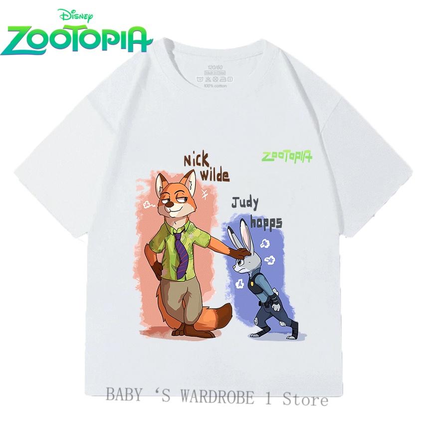 

Бавовняні футболки з коротким рукавом Disney Zootopia для хлопчиків та дівчаток 3-12 років з мультяшними принтами, милі, модні 110