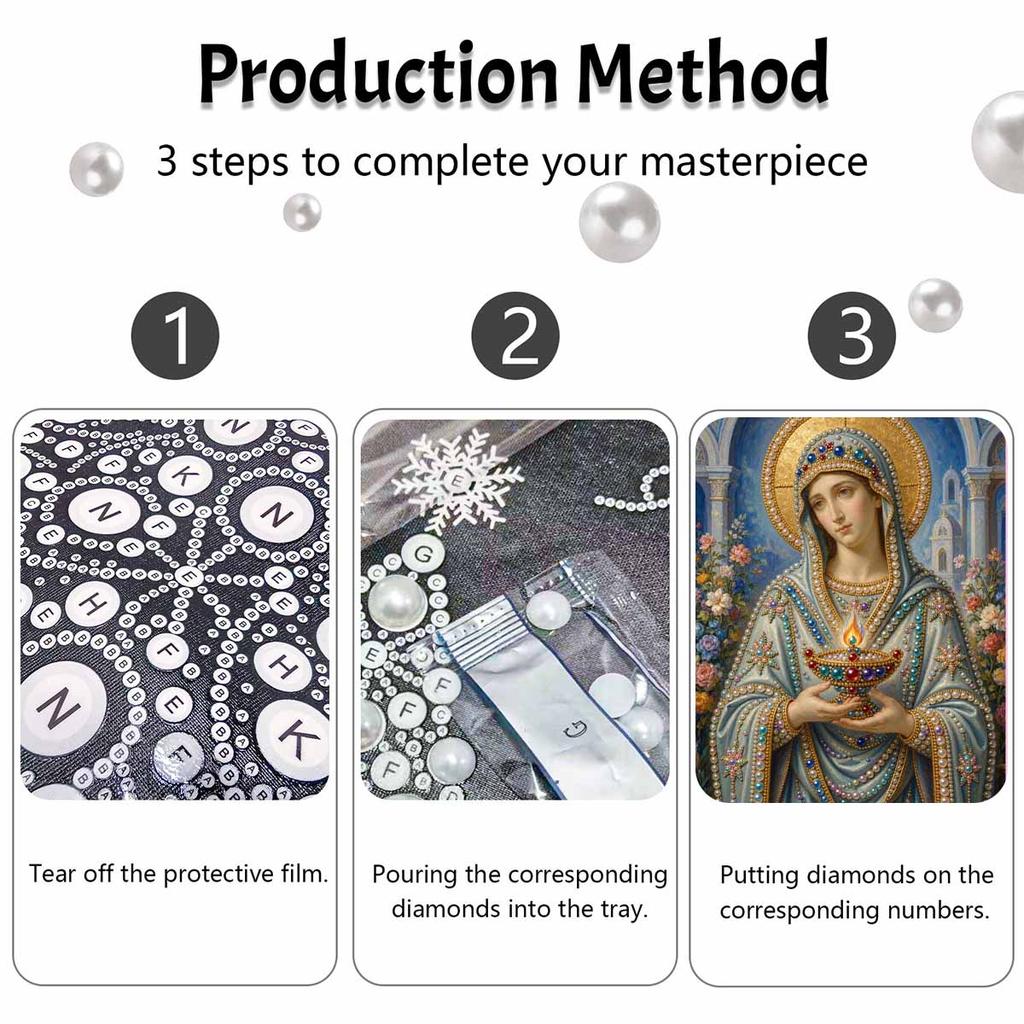 DIY 3D Pearl Diamond Painting Art Set Virgin Mary Religious Art Set Wall Art