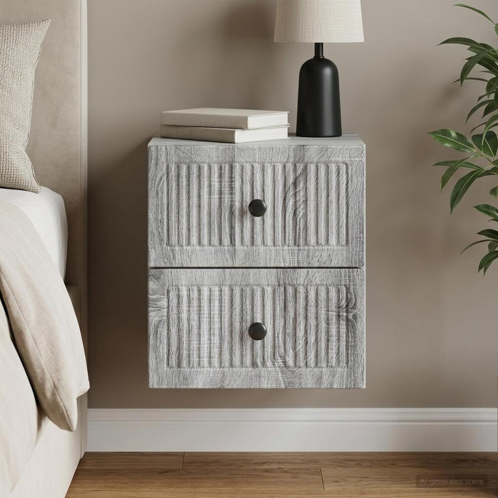 Wall Mounted Nightstand Grey Sonoma 33 x 34.5 x 40 cm