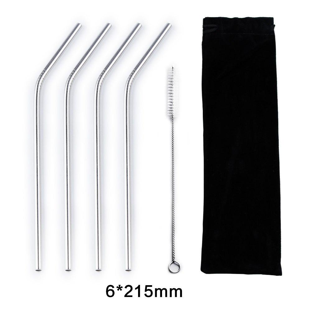 

Соломинки из нержавеющей стали Многоразовые металлические трубочки для питья с набором чистящих кистей Инструменты для вечеринок и баров