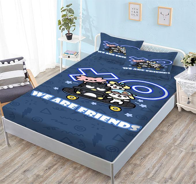 Grinding Mattress All-Inclusive 3D Digital Printing Cartoon Cute Cool Penguin Series Mattress Set