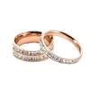 Double Row Cubic Zirconia Ring for Women Men, Stainless Steel CZ Band, Fashion Wedding Engagement Jewelry Gift
