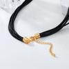 Trendy Metal Conch Pendant Necklace with PU Leather Rope Chain Adjustable Neckchain for Women Girls Fashion Jewelry