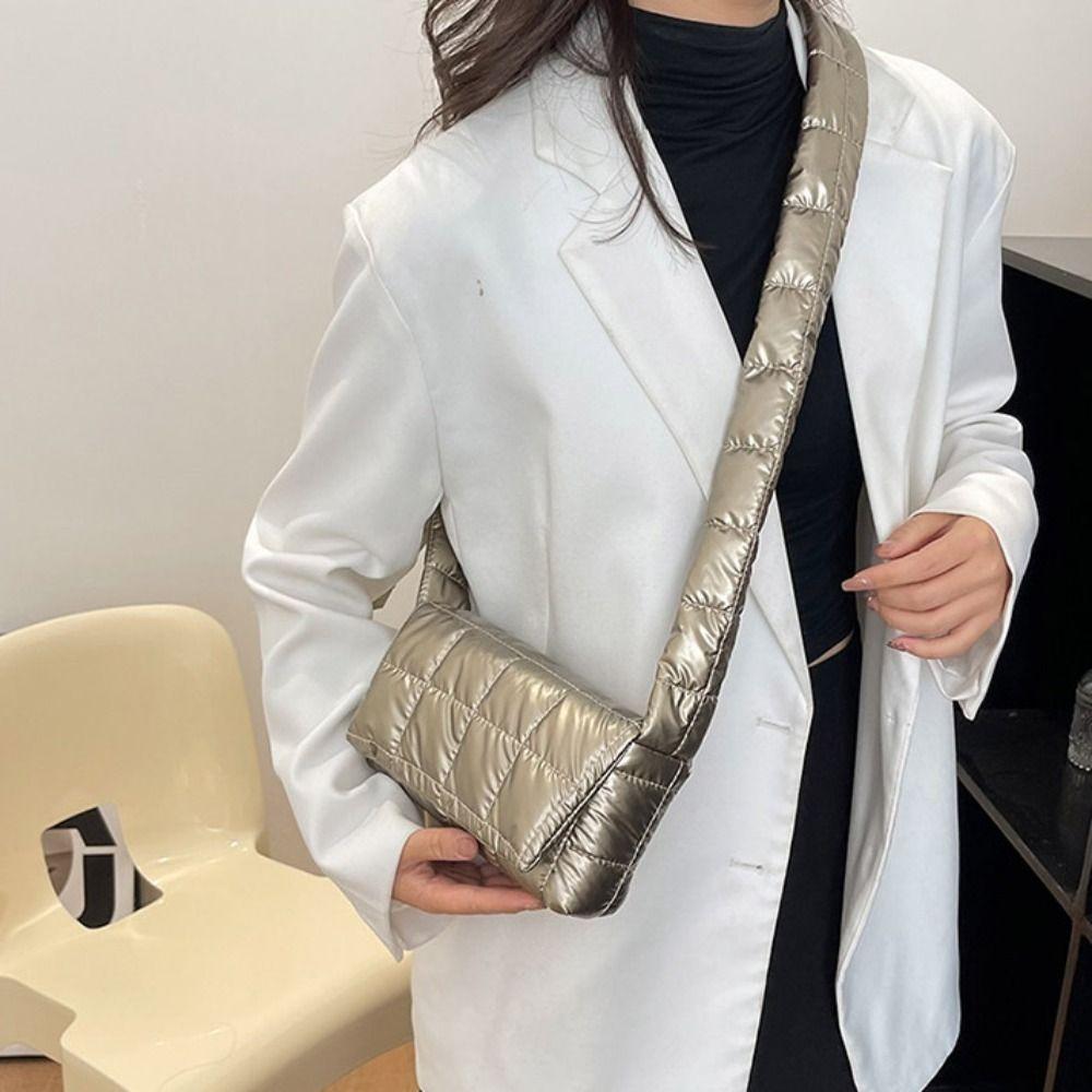 Waterproof Women's Shoulder Bag Korean Style Small Square Bag Winter Space Cotton Bag  Female