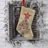 Linen Burlap Embroidery Christmas Stocking Decorative Hanging Christmas Gift Bag Small Reusable Christmas Decoration Theme Party