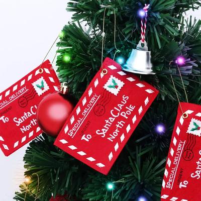 Christmas Santa Claus Letter Red Felt Letters Embroidered Envelopes Kids Candy Gift Bags Xmas Tree Ornament New Year Party Decor
