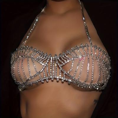 Aushöhlen Strass Quaste BH Brust Kette Sexy Dessous Dekoration Kette