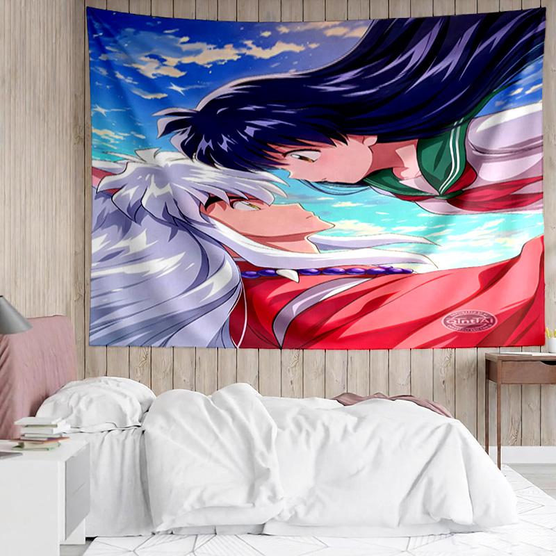 Inuyasha & Kagome Tapestry for Bedroom Aesthetic Classroom Tapestries Wall Hanging for Living Room Dorm Office,Ideal Creative Gift