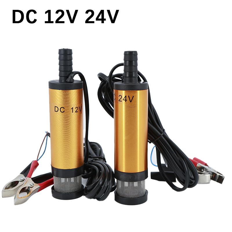 DC 12V 24V 38mm DC Electric Submersible Oil Water Pump Clip Mini For Diesel Aluminum Alloy Shell 12L/min Fuel Transfer Pumping