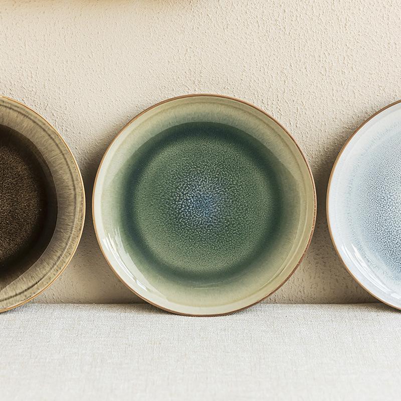 Kiln Change Ceramic Plate High Value Gradual Change Plate Household Round Vegetable Plate Tableware Plate Restaurant Western Food Plate