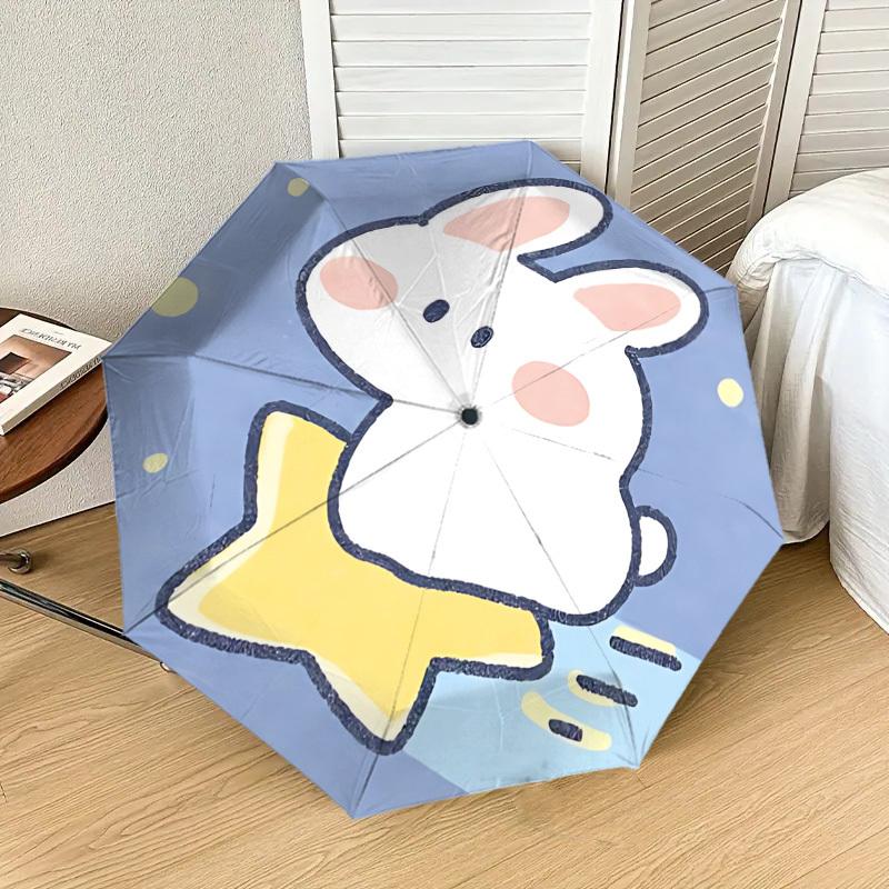 Cute Bunny Boot Automatic Opening/Closing Umbrella - Outdoor Travel Accessories for All Seasons, Lightweight and Durable 043