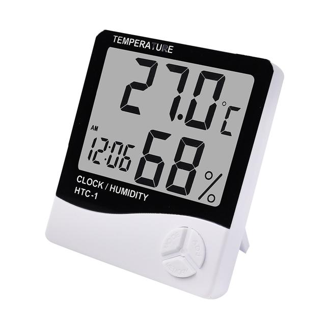 NEW LCD Electronic Digital Temperature Humidity Meter Thermometer Hygrometer Indoor Outdoor Weather Station Clock HTC-1 HTC-2