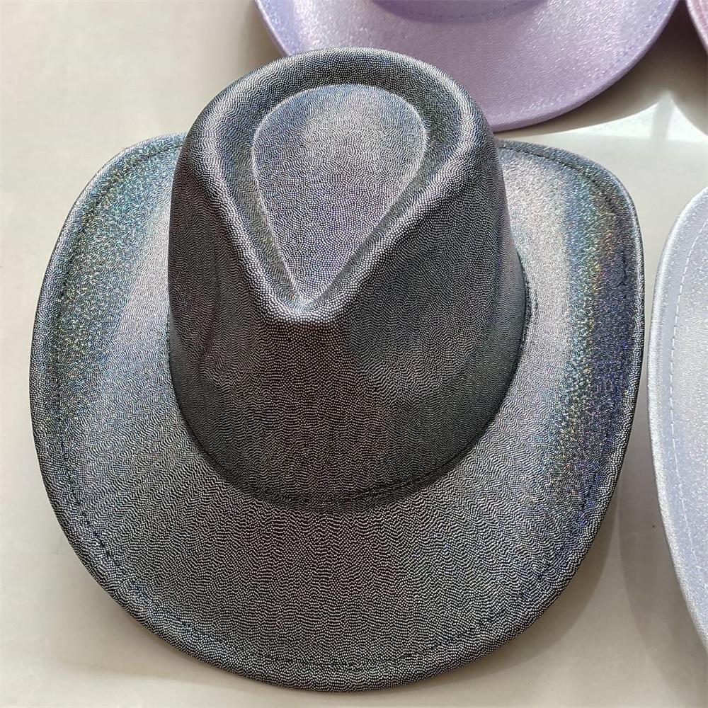 Silberfarbener Glitzer Cowboyhut Western cowboy Männer und Frauen Retro Party Bühnenparty Cowboyhut Outdoor Ritterhut Großhandel