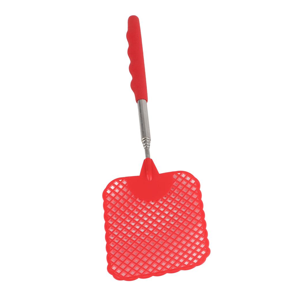 Retractable Plastic Fly Swatter Mosquito Racket with Stainless Steel Rod for Home OfficeRed