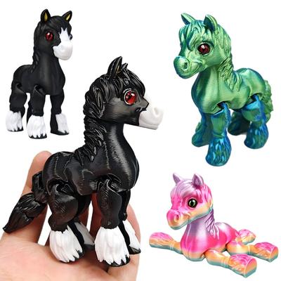Multi-joint Movable 3D Printed Horse Toys Animals Mini Cute Relief Sensory Toy Funny Home Accessories Kids Gift Desktop Ornament