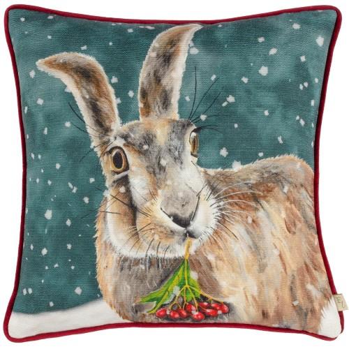 Evans Lichfield Piping Detail Hare Christmas Cushion Cover