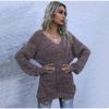 Autumn Winter Sweater Ladies Pullover V-neck Long Sleeve Mid-length Black Luxury Women's Sweaters