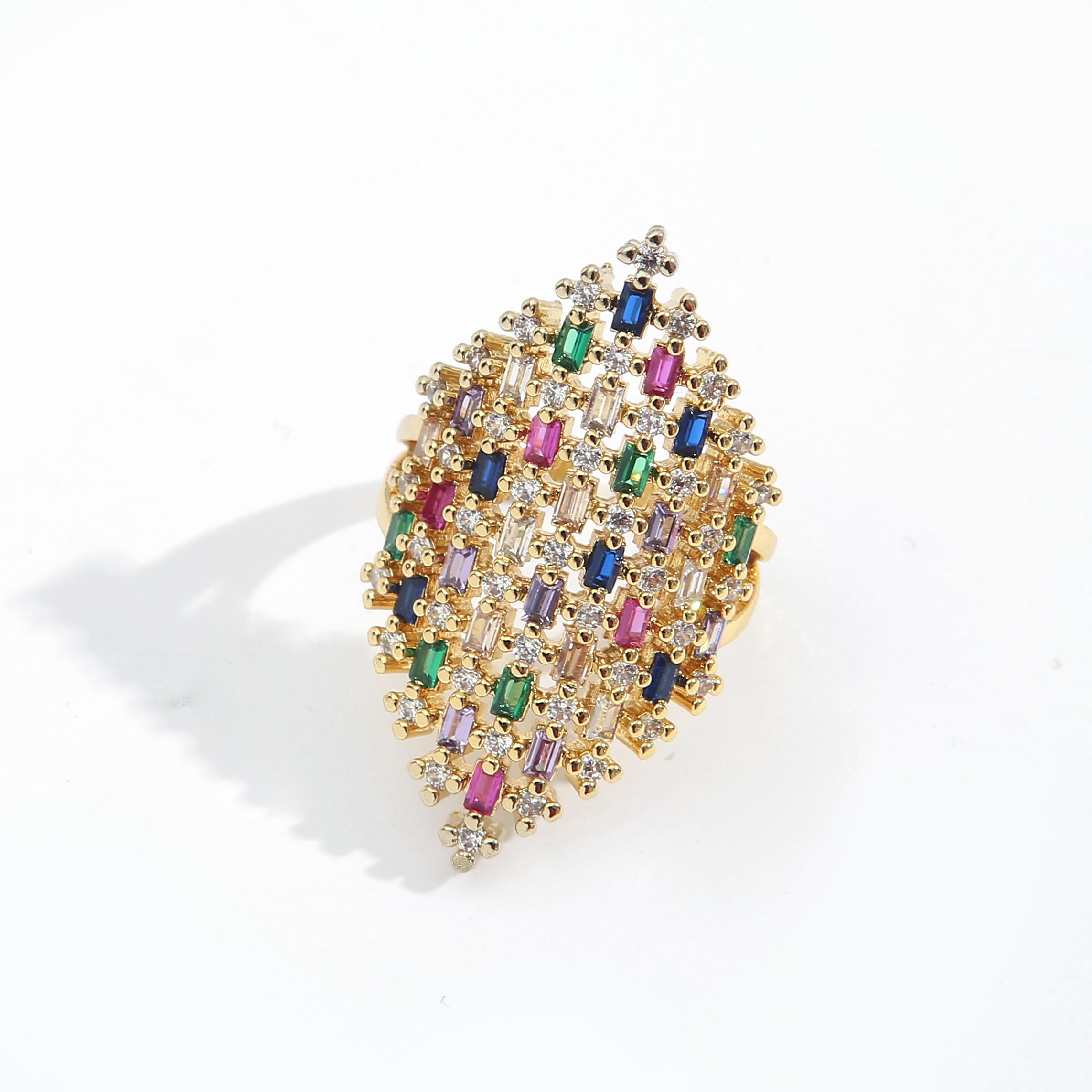 

Luxury Colorful Cubic Zirconia Rings For Women Bohemian Colorful Woman s Rainbow Ring INS Statement Rings Party Wedding Jewelry