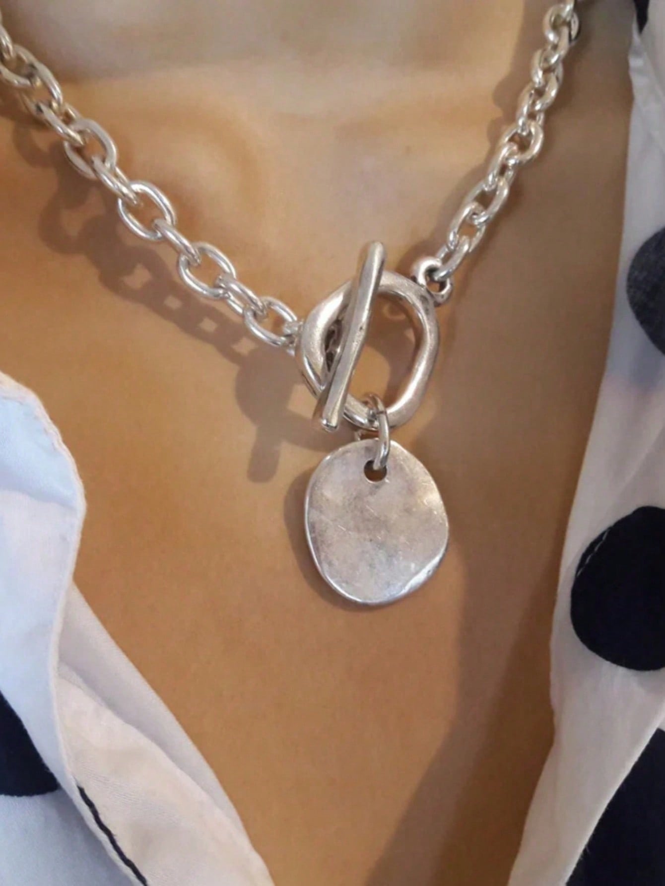 

Chic Silvery Chain Necklace Chunky Necklace, Uno De 50 Style Necklace, Chunky Chain Choker, Boho Necklace Women Jewelry Gift one-size