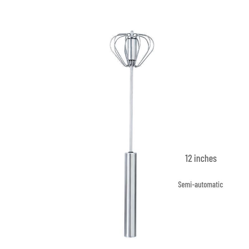 Stainless Steel Semi-Automatic Whisk Set - Manual Thickened and Mini Silicone Whisks