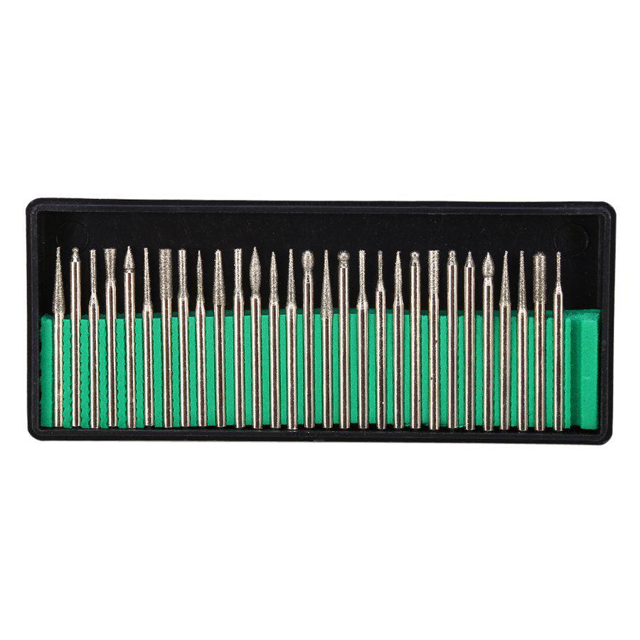 Assorted 30-Piece Diamond Grinding Head Set, 3.0mm Shank