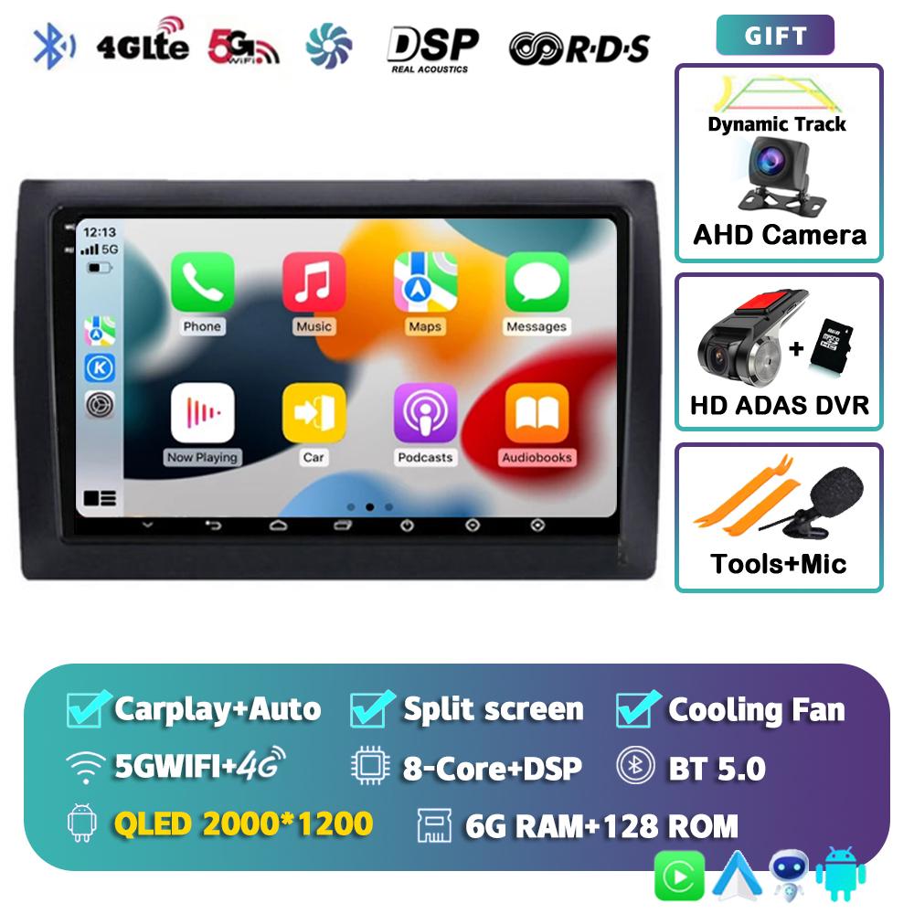 Android 14 CarPlay Auto Car Radio For Fiat Stilo 2001-2010 Multimedia Video Player GPS Navigation 4G+WIFI Stereo Audio Head Unit