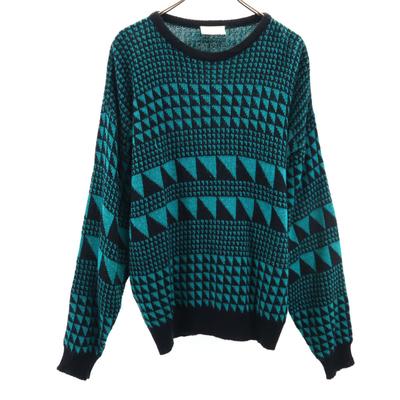 80s Overall Handle Long Sleeve Sweater Green System Knit Men's Used