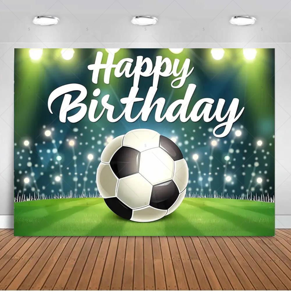 Jungen Fußballfeld-Thema Geburtstagsparty Banner Hintergrund, Erwachsenen- und Kindergeburtstagsparty Dekoration Fotografie Hintergrund