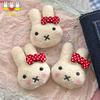 Kawaii Miffy Retro Bow Keychain Powder Blusher Cute Hairpin Brooch Cartoon Bag Key Chain Girl Gifts