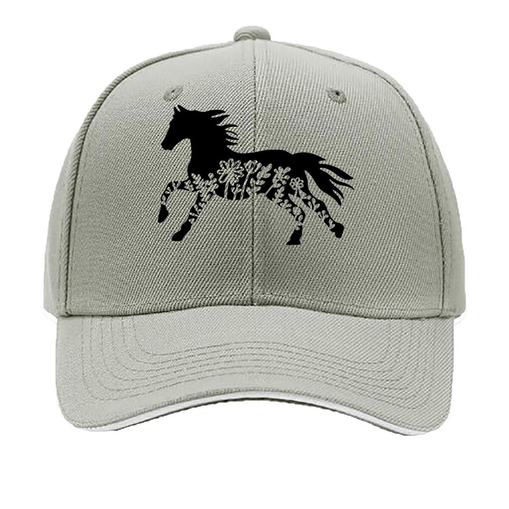 One Top Unisexs and Womens Same Style Small Flower Horse Animal Print Spring and Summer Sunshade Net Sandwich Baseball Cap