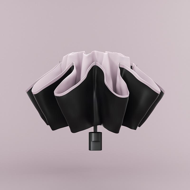 Men's Black 24-Rib Automatic Folding Umbrella with Custom Logo and UV Protection
