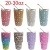Bling Coffee Mug Car Cup Tumbler Rhinestone Thermos Bottle with Straw Double Wall Stainless Steel Diamond  Vacuum Water Bottle