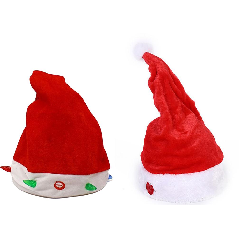 Chapéu de Natal de Papai Noel Cantante e Dançante Adultos Crianças Chapéu de Natal Oscilante Chapéu de Papai Noel Cantante a Pilhas para Natal Ano Novo