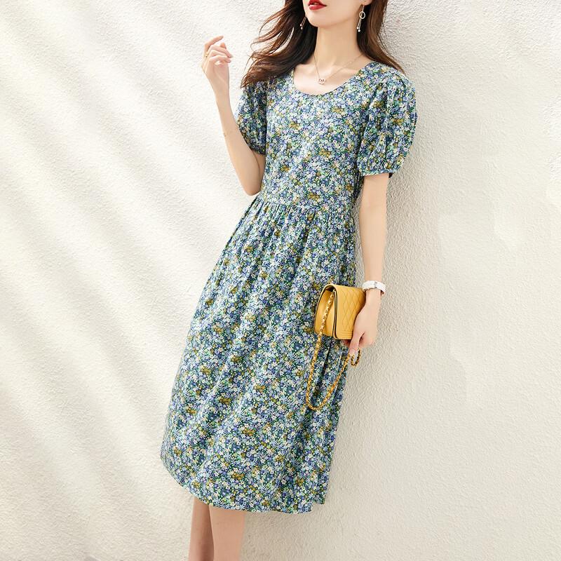 Srcr Women s Floral Print Short Sleeve Midi Dress S