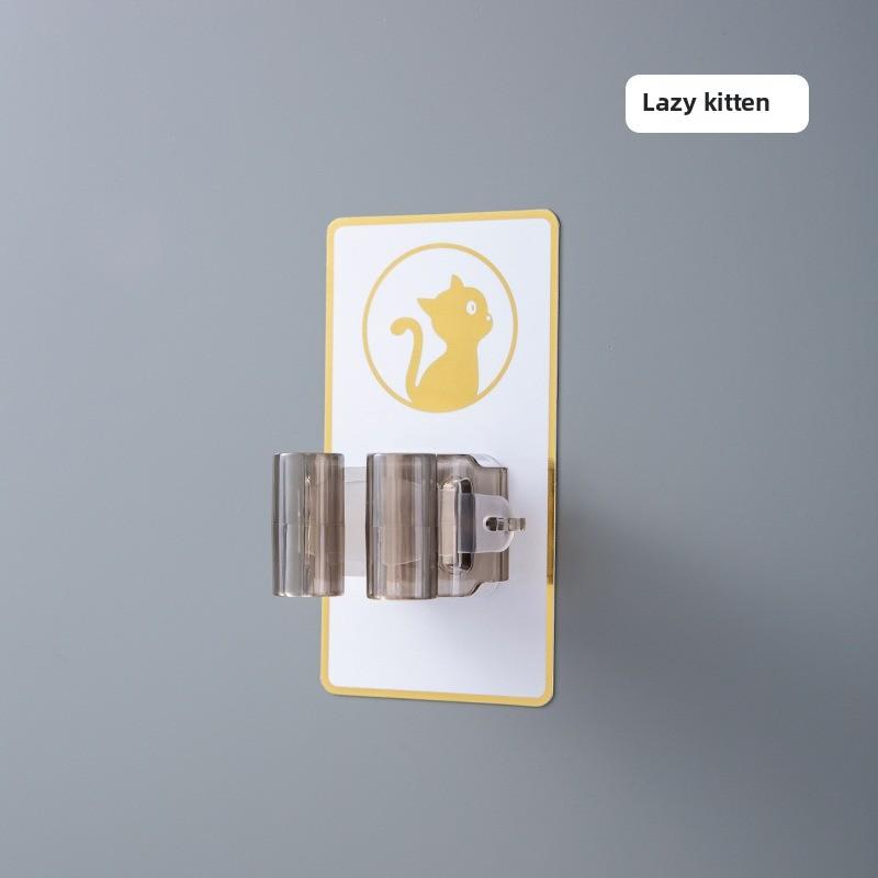 

Клейкий держатель для швабры и щетки, настенный органайзер для швабры, захват для щетки без проколов для ванной комнаты, кухонное хранение Lazy kitten