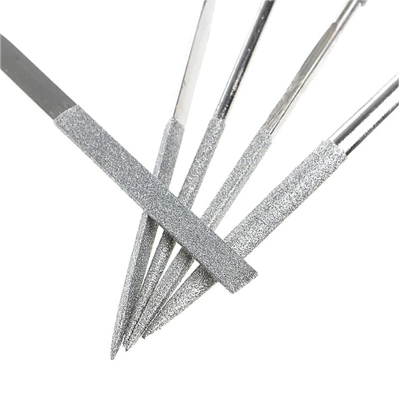 10 stk diamant nålfilsett 3x140 mm mini nålfilsett for steinglass metallutskjæring håndverk håndverktøy nålfilsett