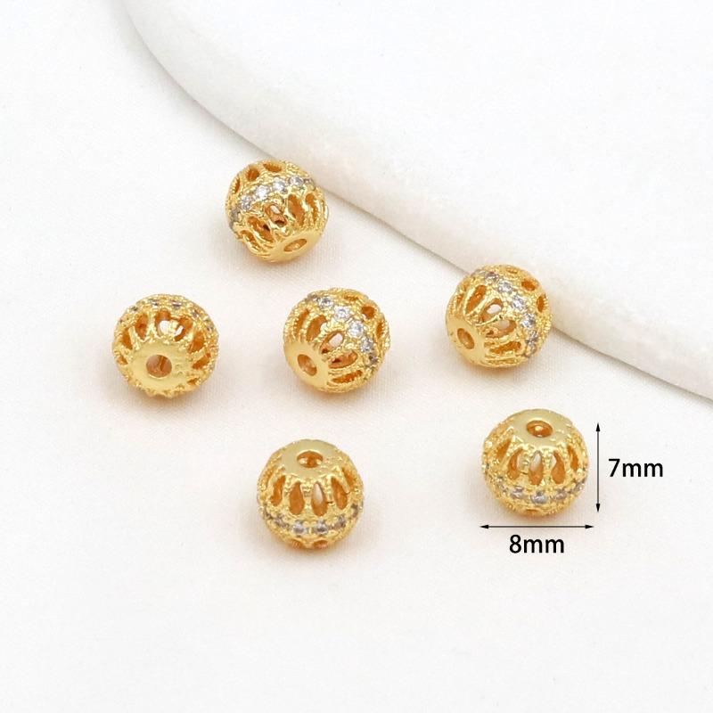 Farbechtheit k Echtgold mikro-eingefasster Zirkon Fassperlen Straße durchbohrt kleine Taille Kristallarmband DIY Perlenabstandshalter mit Perlen C