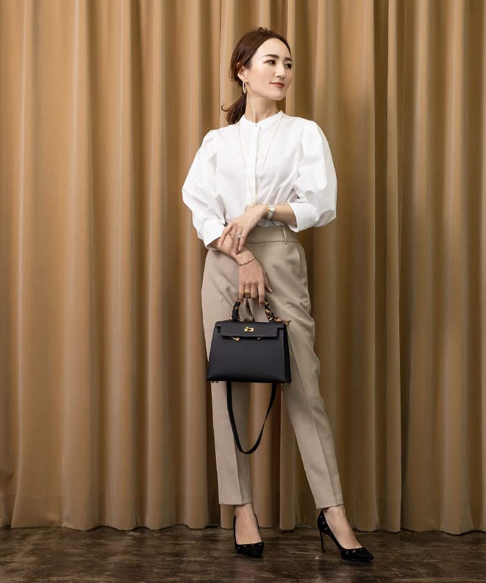 Yours Band Collar Puff Sleeve Blouse BBXU1317 L [SP] 666X Women's Off-White