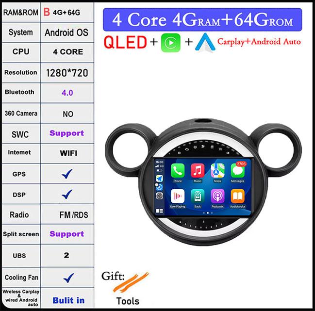 9 Inch 2.5D Touch Screen For BMW Mini 2010 2011 2012 2013 - 2016 Android 14 4G Lte Car Multimedia Player Video GPS Navigation