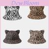 Cat Ears Bucket Hat With Leopard Print And Wide Brim For Street Fashion Summer Wear