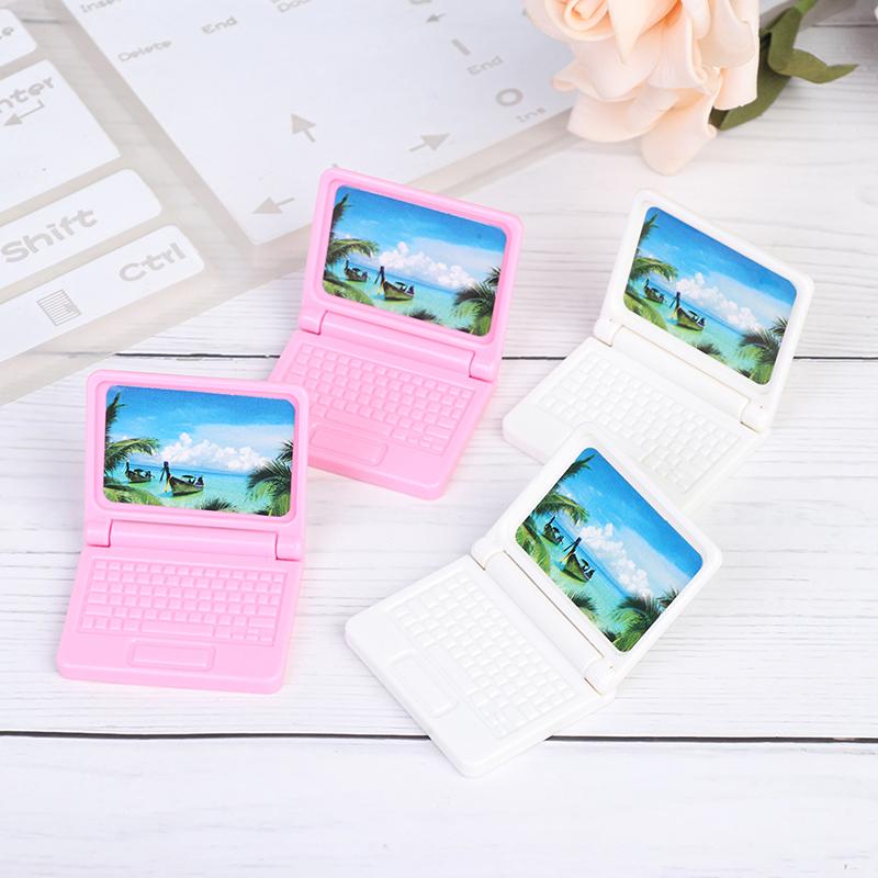 2Pcs/Set Simulation Mini Laptop Computer 1:12 Dollhouse Miniature Fashion Crafts